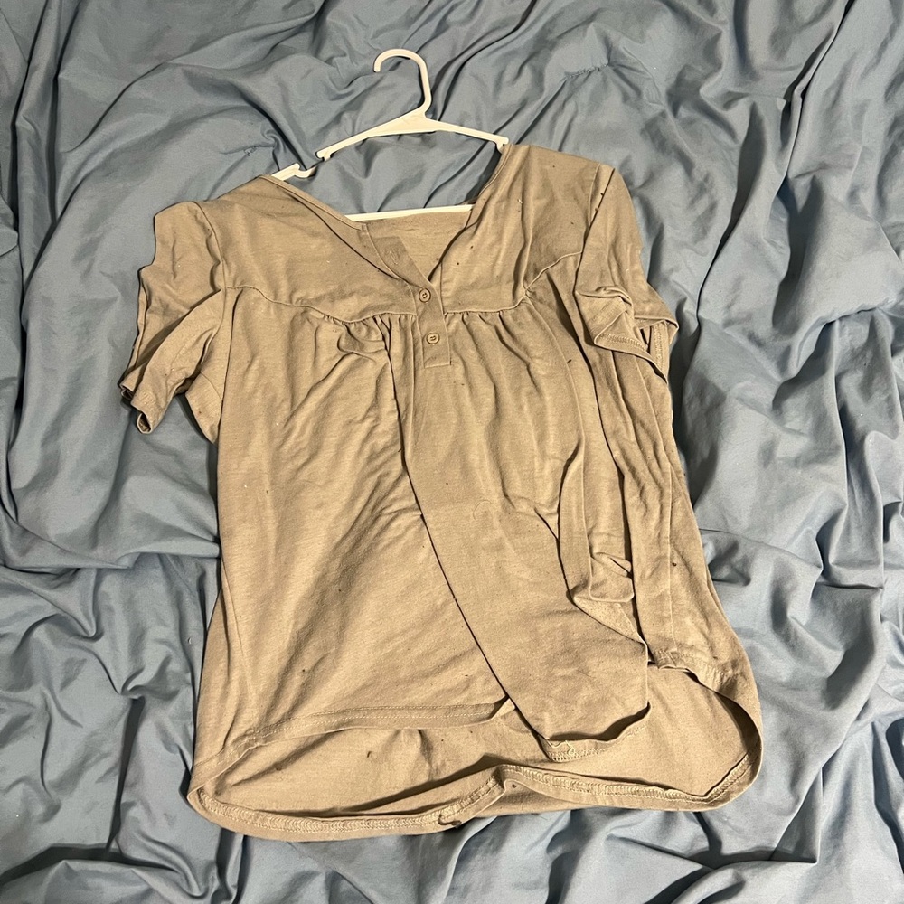 Women's Tan Short Sleeve Top